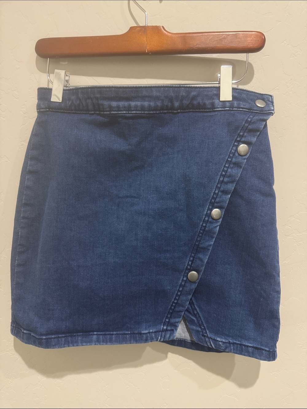 We The Free Denim Snap-Front Mini Skirt